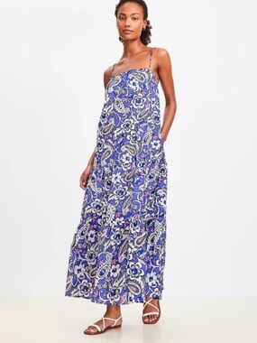 LOFT Beach Purple Paisley loose dress small